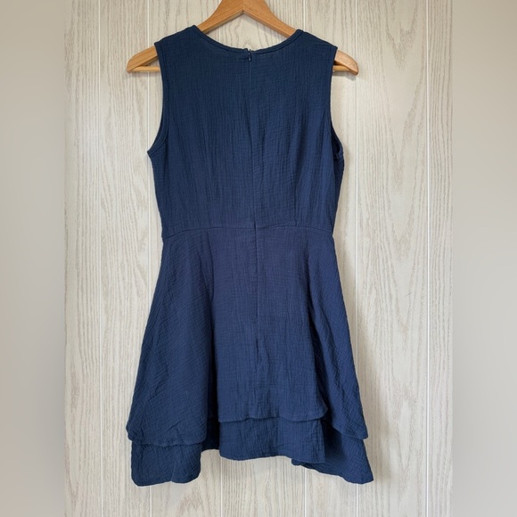 Beachsissi V Neck Faux Wrap Waist Solid Blue Mini Dress Size S NWT - Picture 3 of 3